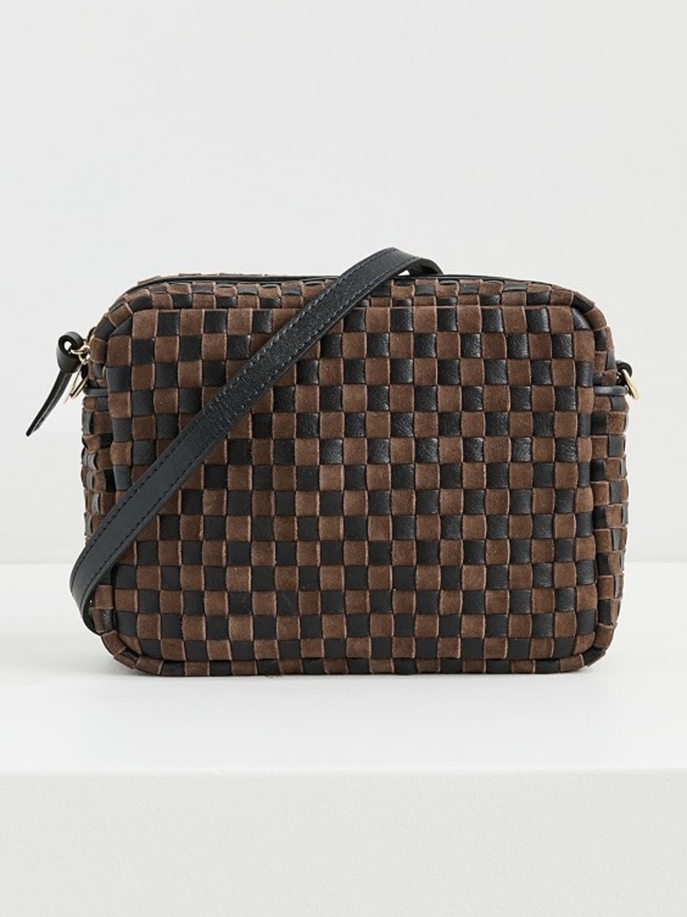 Brand New Clare V Midi Sac in Black/Chocolate Woven Leather